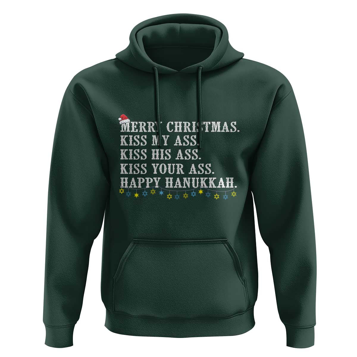 Funny Merry Christmas Kiss My His Your Ass Happy Hanukkah Hoodie