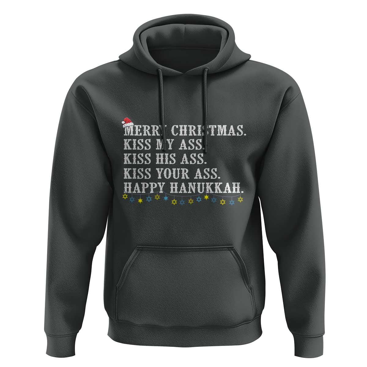 Funny Merry Christmas Kiss My His Your Ass Happy Hanukkah Hoodie