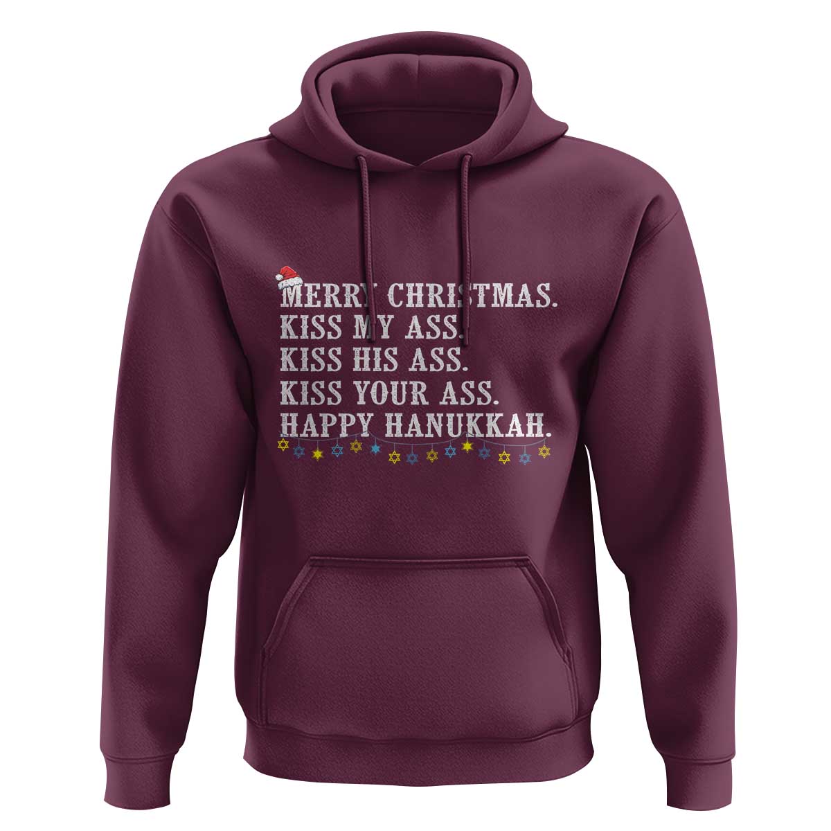 Funny Merry Christmas Kiss My His Your Ass Happy Hanukkah Hoodie