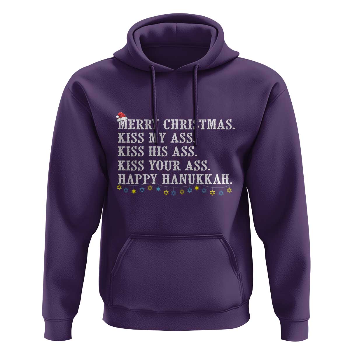 Funny Merry Christmas Kiss My His Your Ass Happy Hanukkah Hoodie
