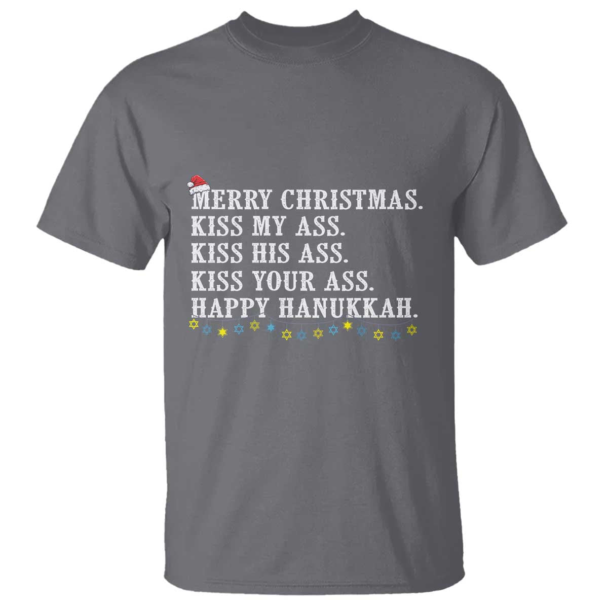 Funny Merry Christmas Kiss My His Your Ass Happy Hanukkah T Shirt - Wonder Print Shop