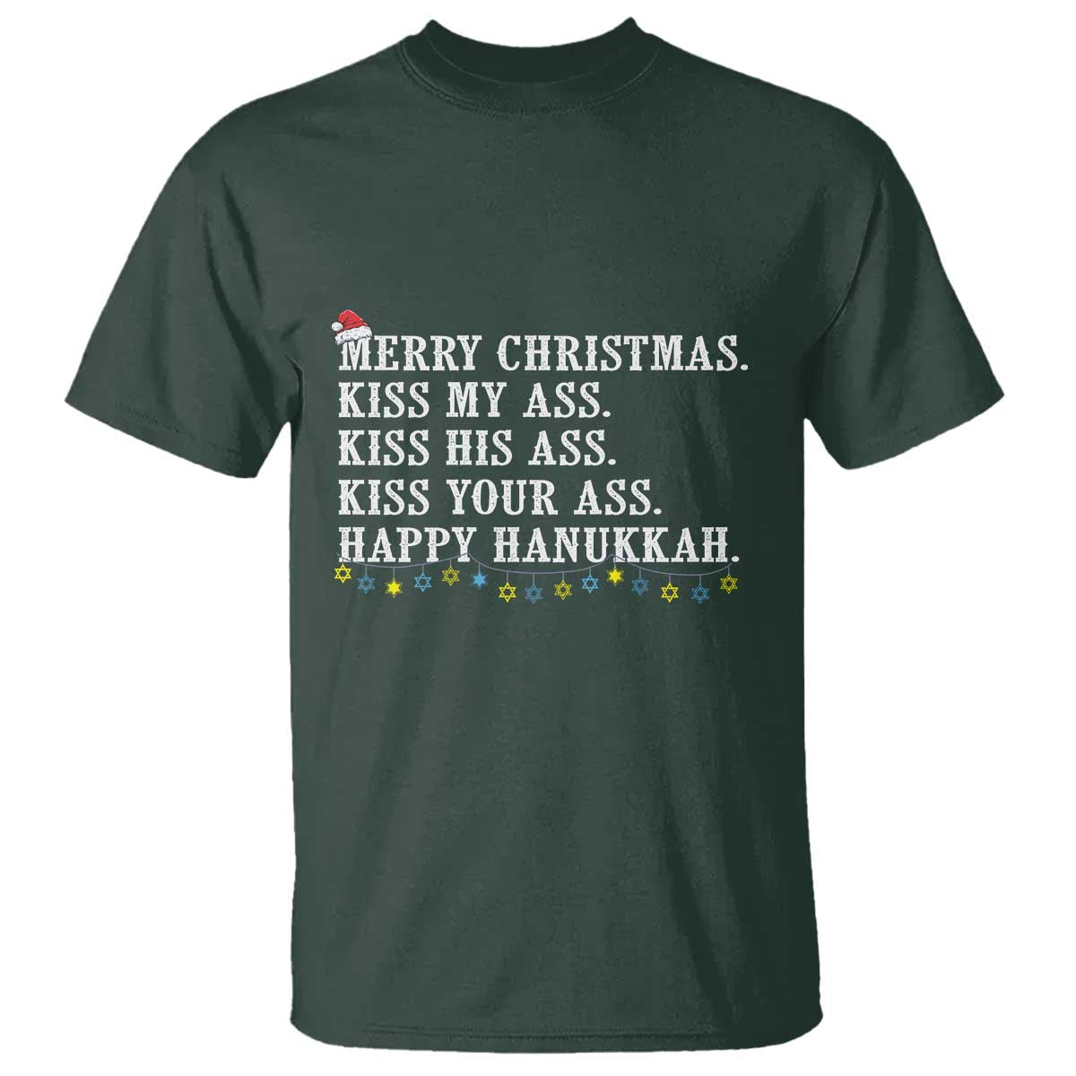 Funny Merry Christmas Kiss My His Your Ass Happy Hanukkah T Shirt - Wonder Print Shop