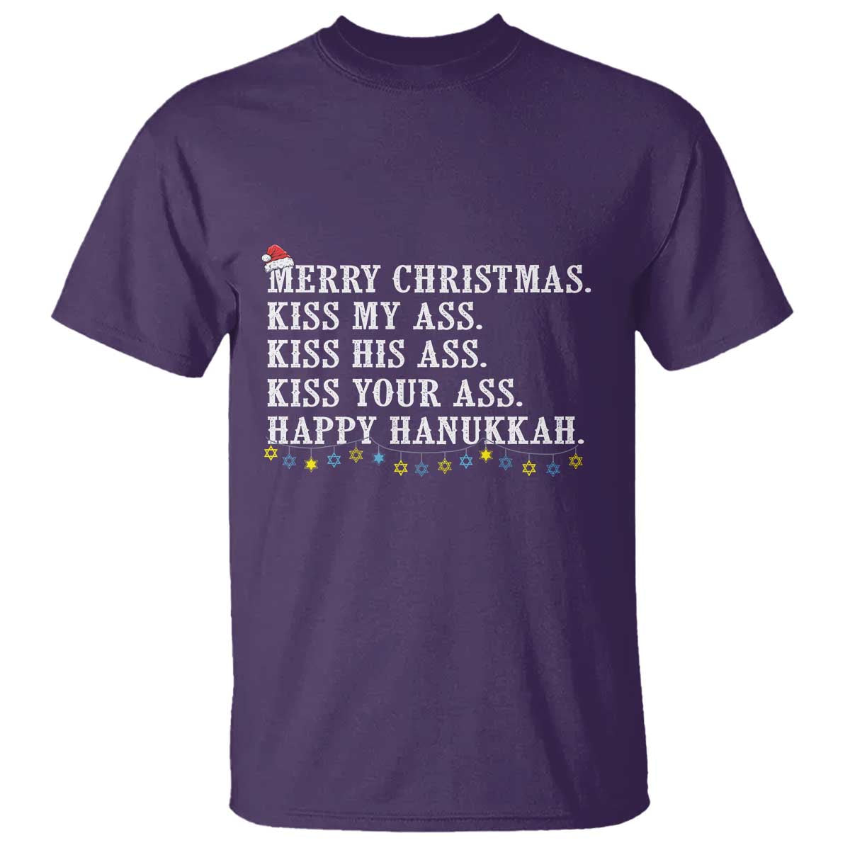 Funny Merry Christmas Kiss My His Your Ass Happy Hanukkah T Shirt - Wonder Print Shop