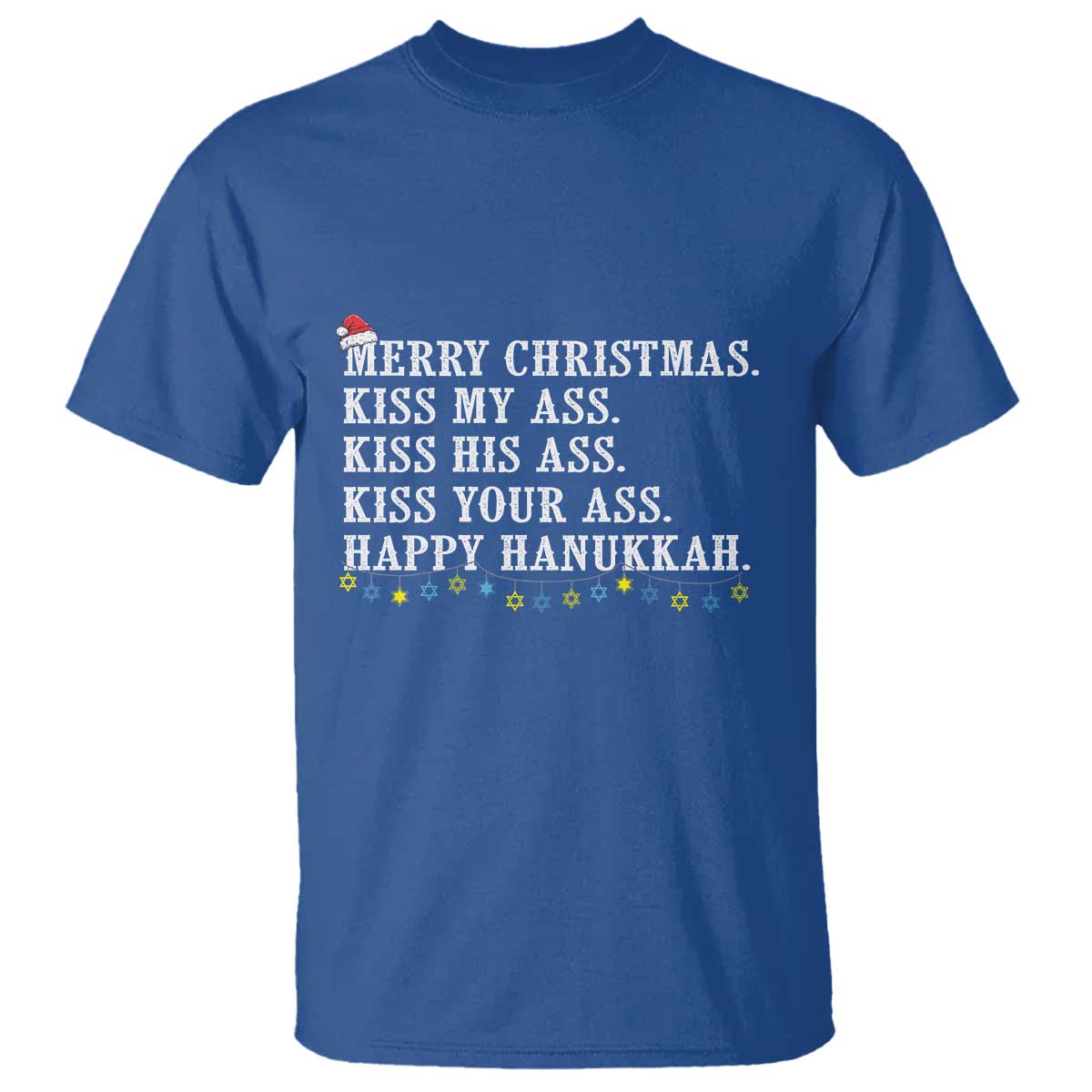 Funny Merry Christmas Kiss My His Your Ass Happy Hanukkah T Shirt - Wonder Print Shop