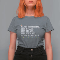 Funny Merry Christmas Kiss My His Your Ass Happy Hanukkah T Shirt For Women - Wonder Print Shop
