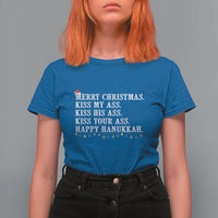 Funny Merry Christmas Kiss My His Your Ass Happy Hanukkah T Shirt For Women - Wonder Print Shop