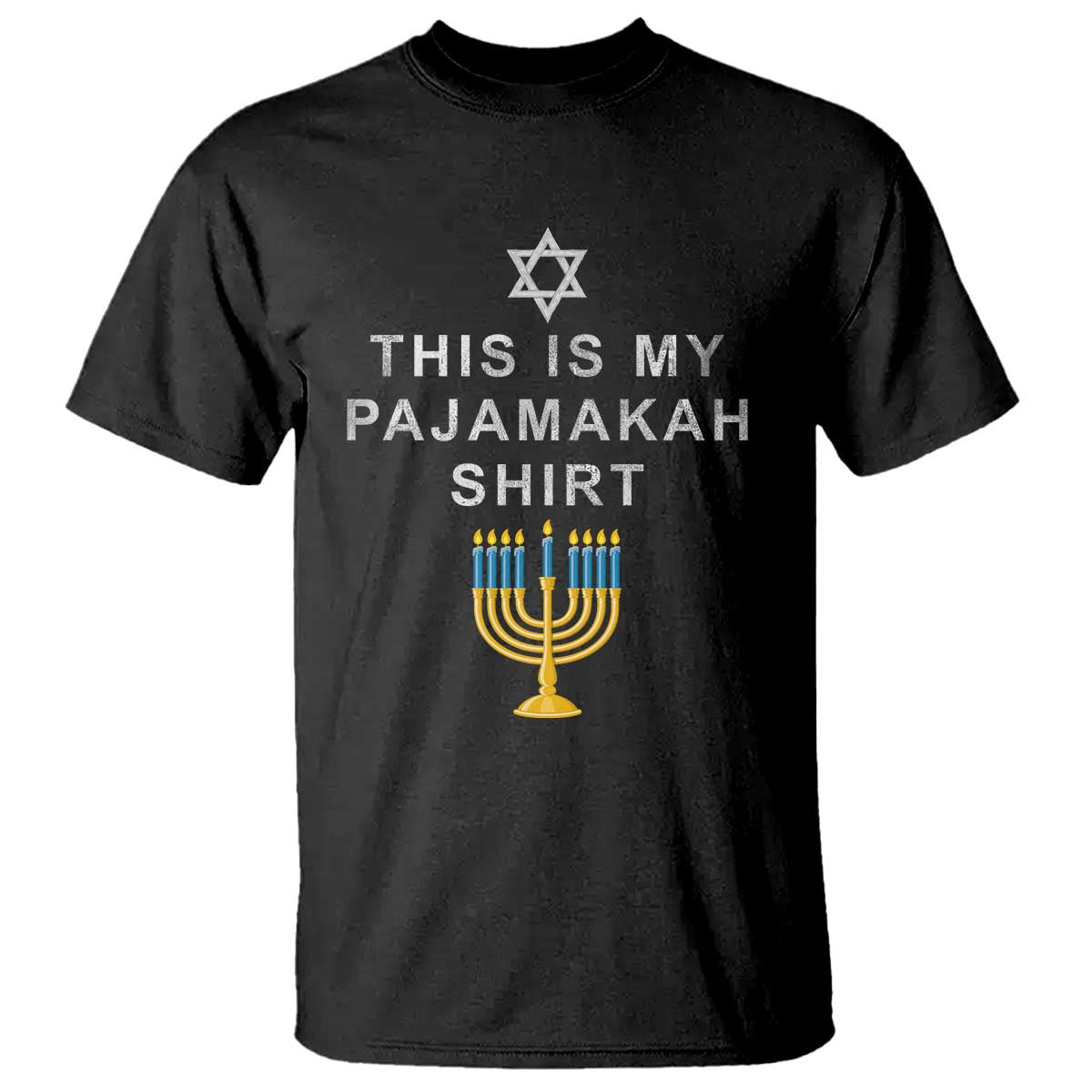 Hanukkah T Shirt This Is My Pajamakah Shirt Chanukah Jewish Menorah - Wonder Print Shop