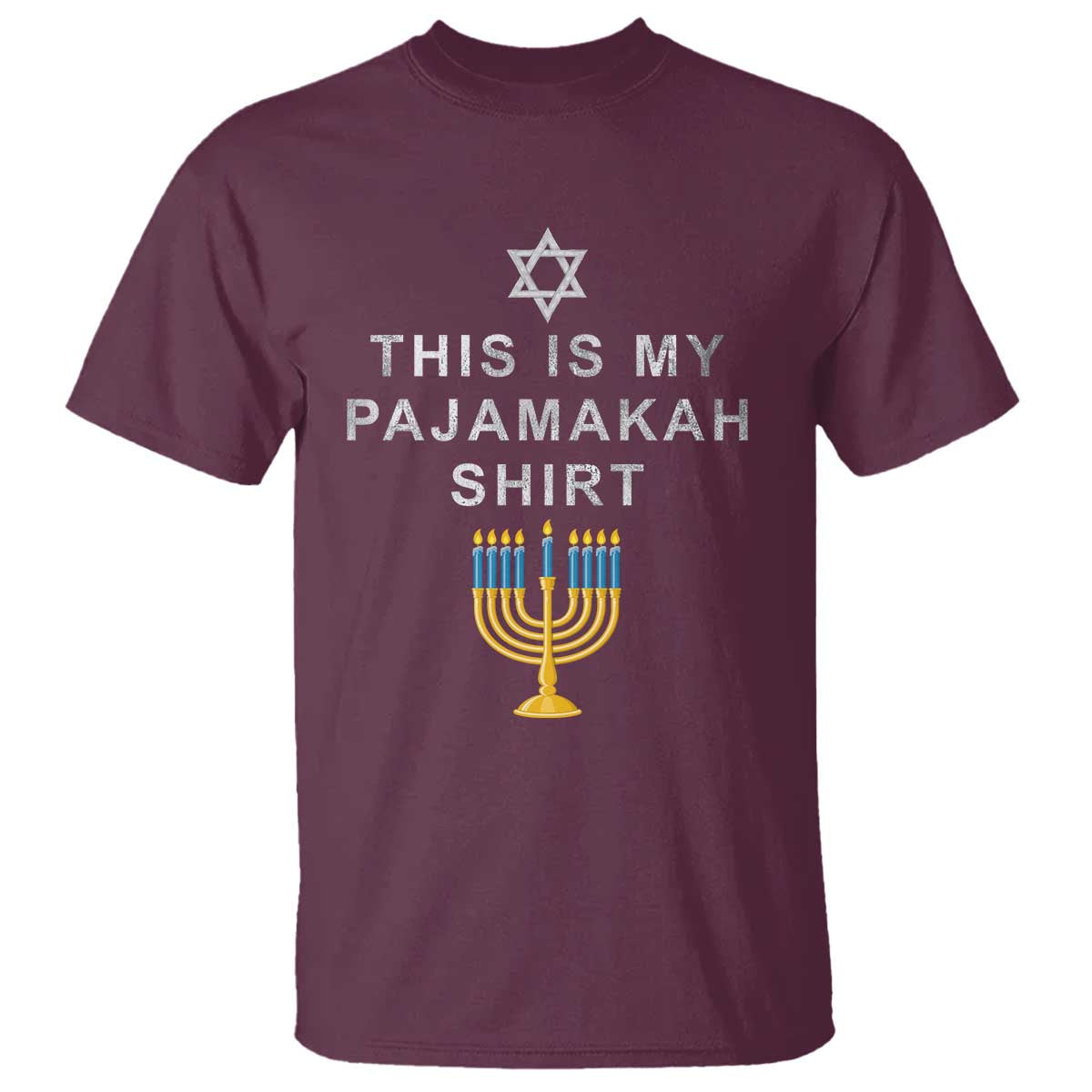 Hanukkah T Shirt This Is My Pajamakah Shirt Chanukah Jewish Menorah - Wonder Print Shop
