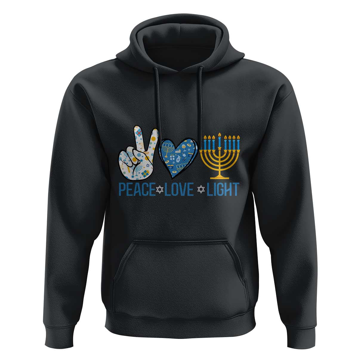 Hanukkah Hoodie Peace Love Light Chanukah Jewish David Star