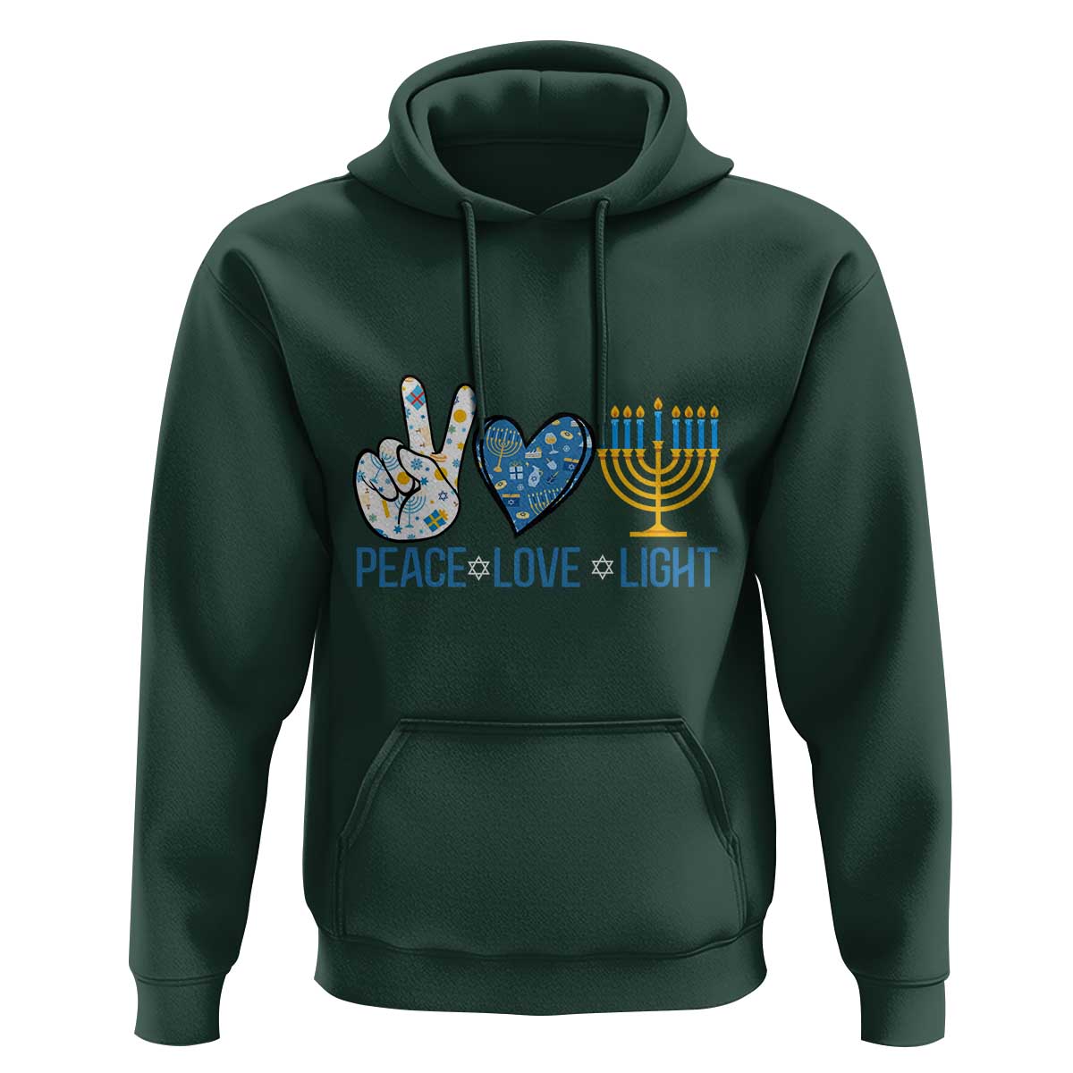 Hanukkah Hoodie Peace Love Light Chanukah Jewish David Star