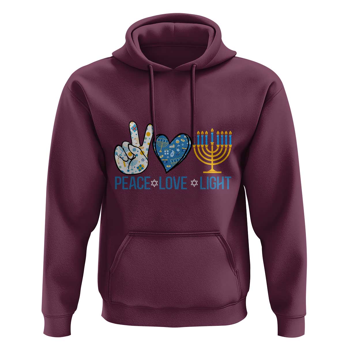 Hanukkah Hoodie Peace Love Light Chanukah Jewish David Star