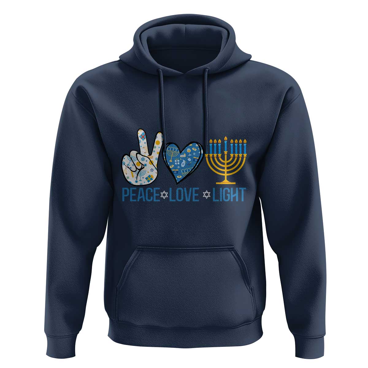 Hanukkah Hoodie Peace Love Light Chanukah Jewish David Star