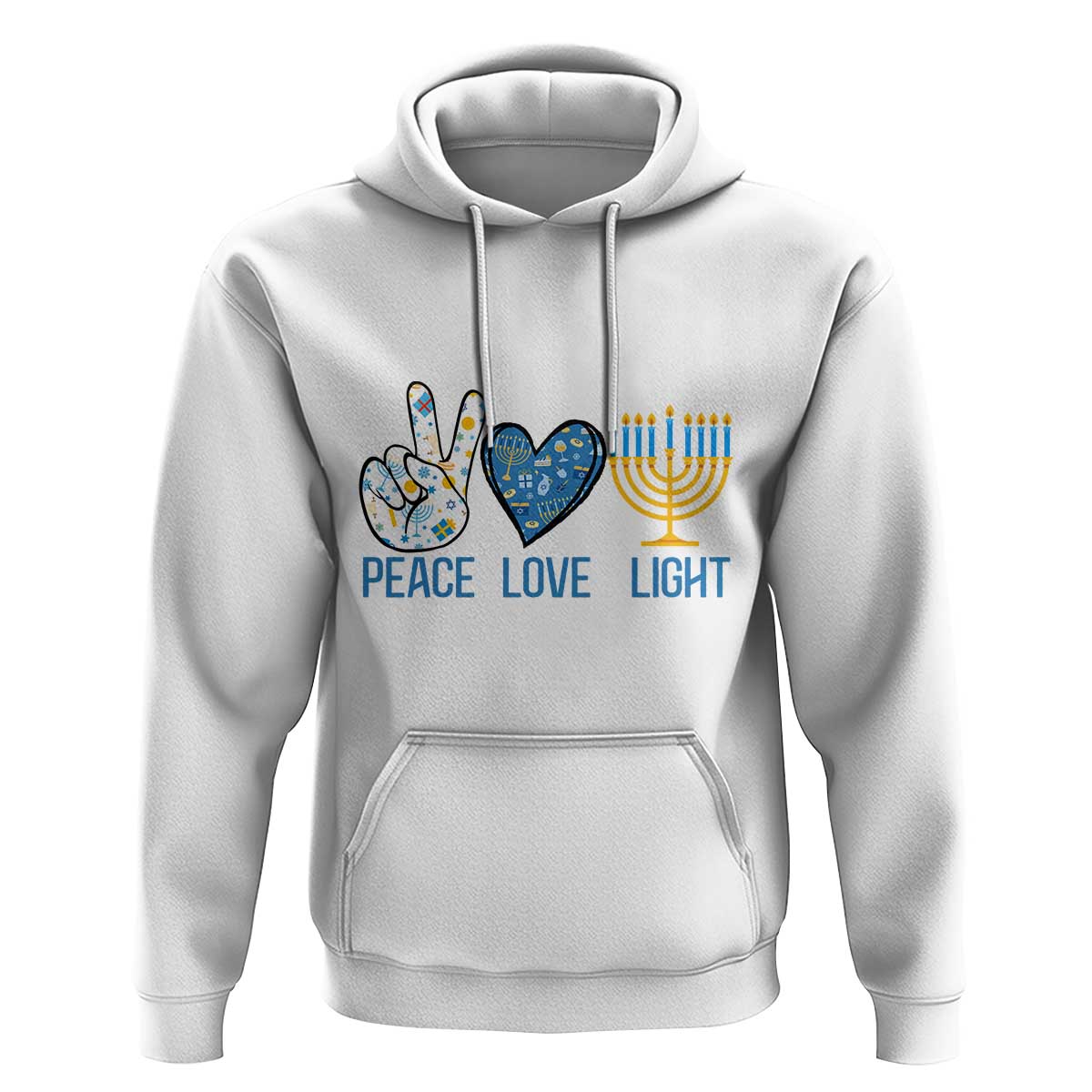 Hanukkah Hoodie Peace Love Light Chanukah Jewish David Star
