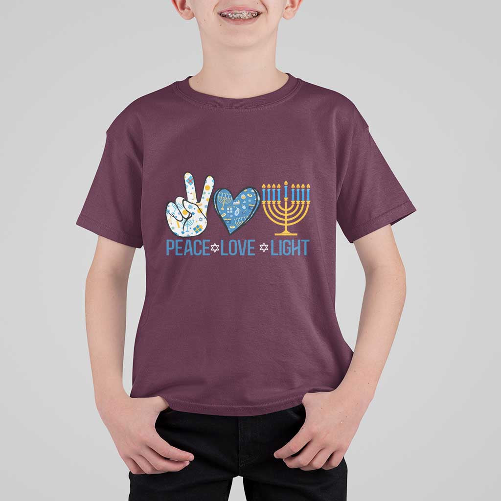 Hanukkah T Shirt For Kid Peace Love Light Chanukah Jewish David Star - Wonder Print Shop