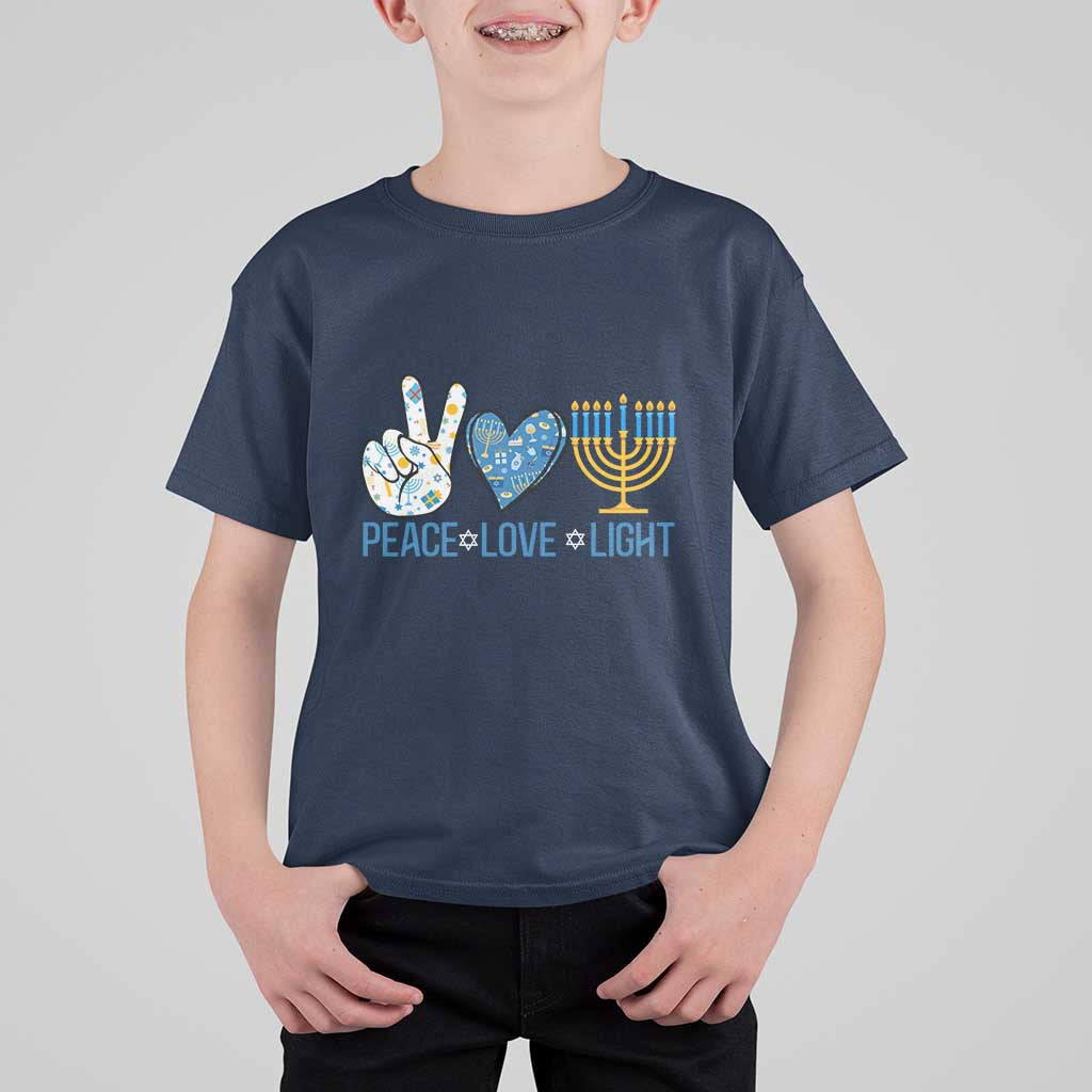 Hanukkah T Shirt For Kid Peace Love Light Chanukah Jewish David Star - Wonder Print Shop