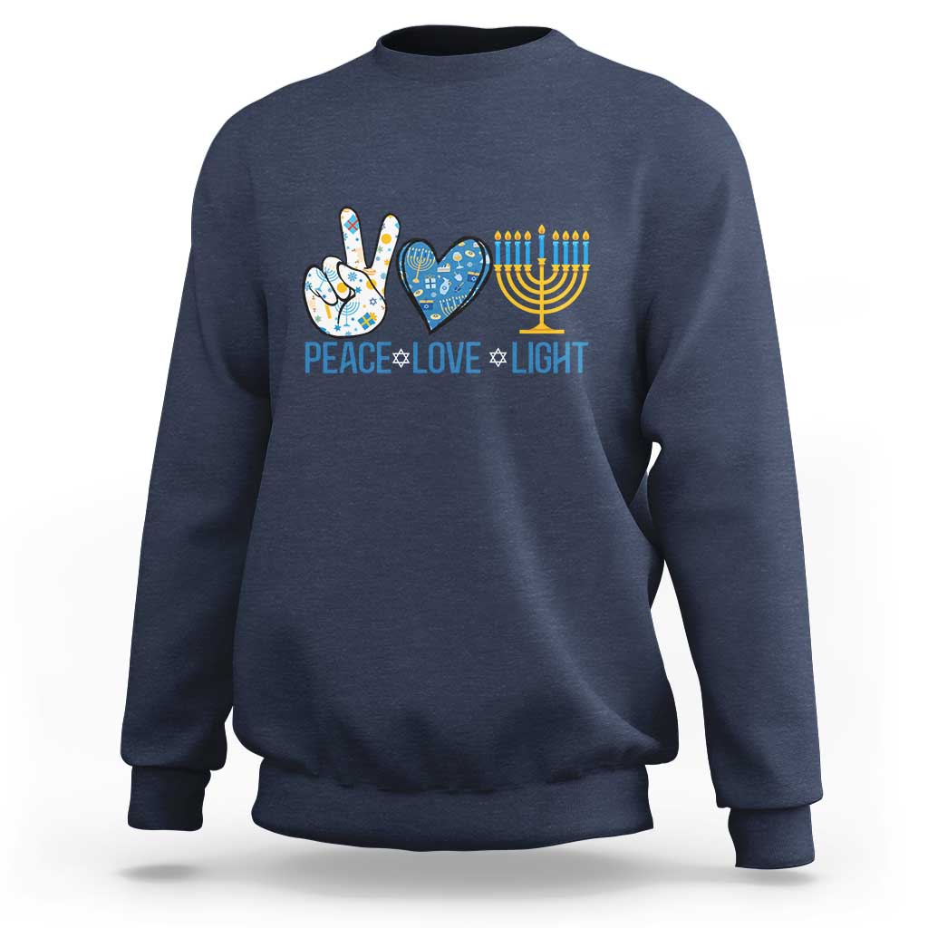 Hanukkah Sweatshirt Peace Love Light Chanukah Jewish David Star - Wonder Print Shop