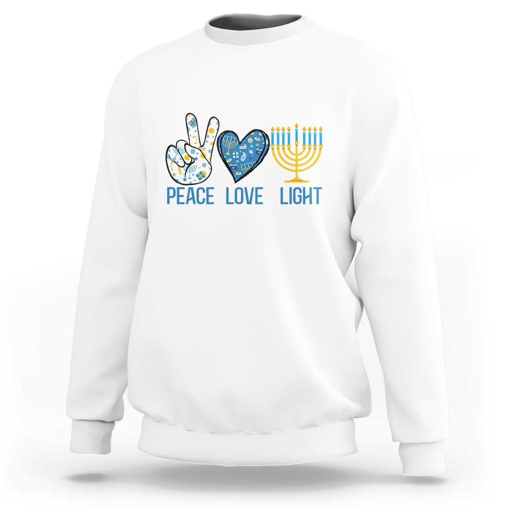 Hanukkah Sweatshirt Peace Love Light Chanukah Jewish David Star - Wonder Print Shop