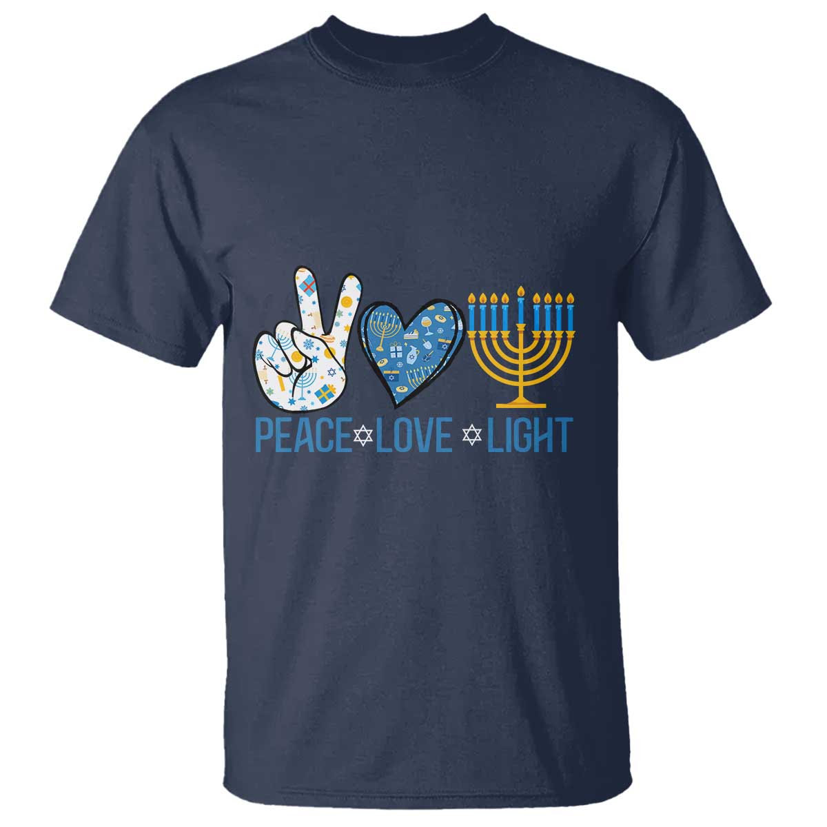 Hanukkah T Shirt Peace Love Light Chanukah Jewish David Star - Wonder Print Shop