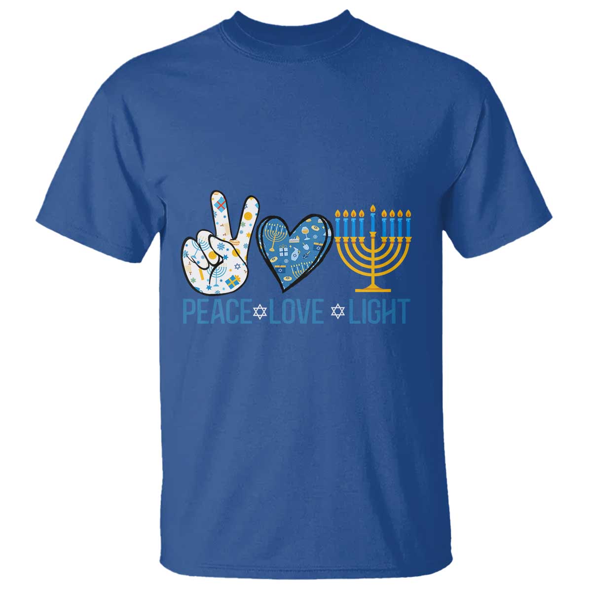 Hanukkah T Shirt Peace Love Light Chanukah Jewish David Star - Wonder Print Shop
