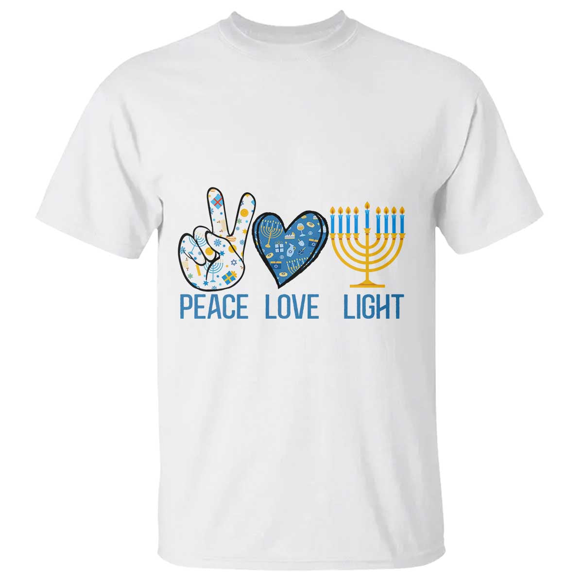 Hanukkah T Shirt Peace Love Light Chanukah Jewish David Star - Wonder Print Shop