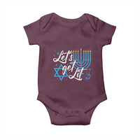 Funny Hanukkah Baby Onesie Let's Get Lit Menorah David Star