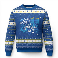 Funny Chanukah Hanukkah Ugly Sweater Let's Get Lit Menorah David Star - Wonder Print Shop