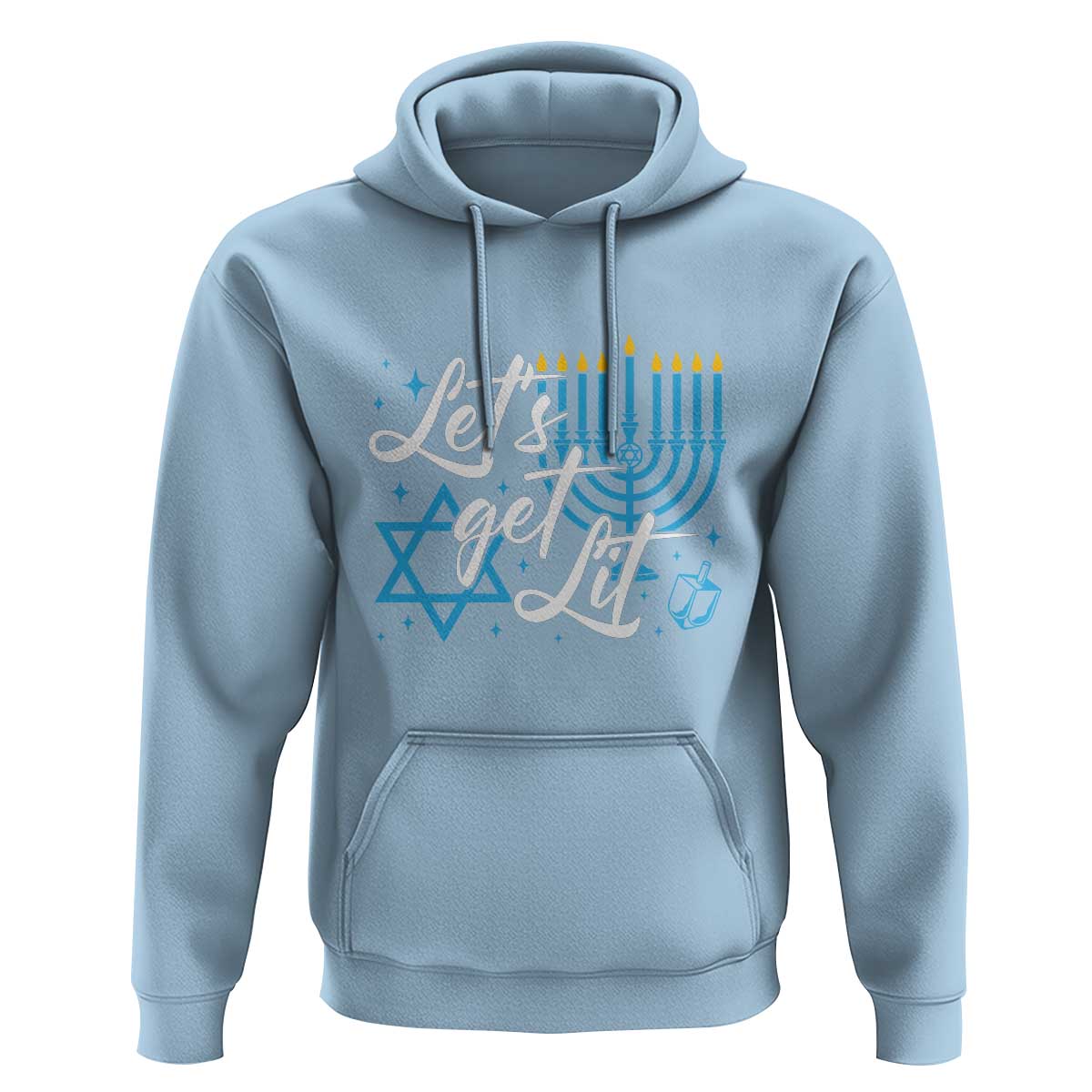 Funny Hanukkah Hoodie Let's Get Lit Menorah David Star