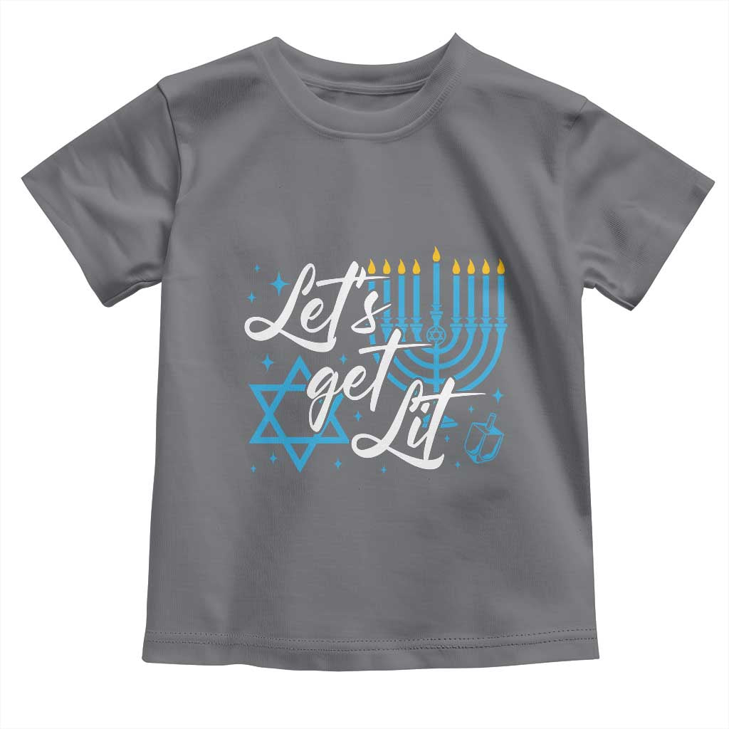 Funny Hanukkah Toddler T Shirt Let's Get Lit Menorah David Star
