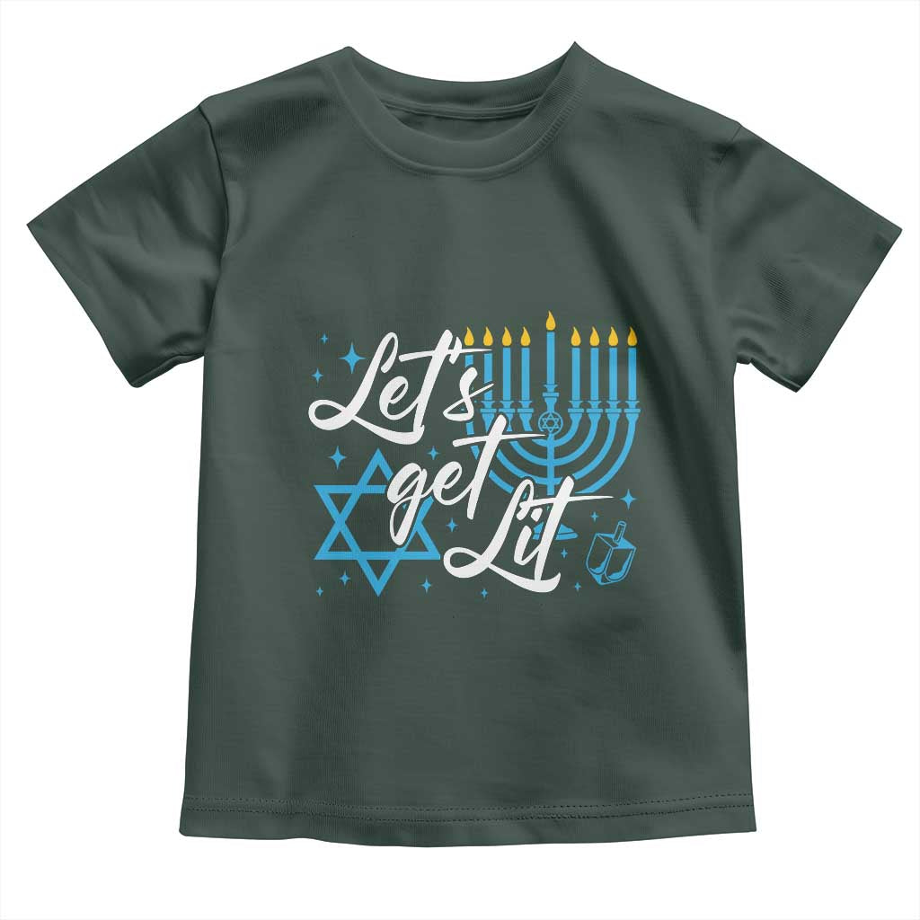 Funny Hanukkah Toddler T Shirt Let's Get Lit Menorah David Star
