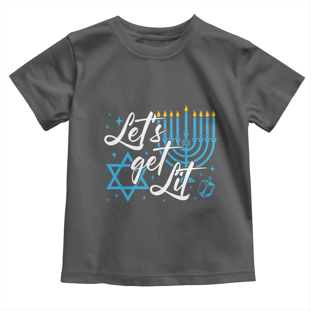 Funny Hanukkah Toddler T Shirt Let's Get Lit Menorah David Star