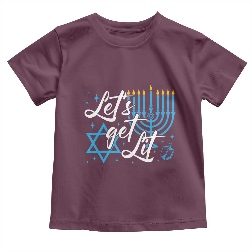 Funny Hanukkah Toddler T Shirt Let's Get Lit Menorah David Star