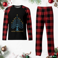 Happy Hanukkah Menorah Chanukah Jewish Holiday Plaid Pajama Set - Wonder Print Shop