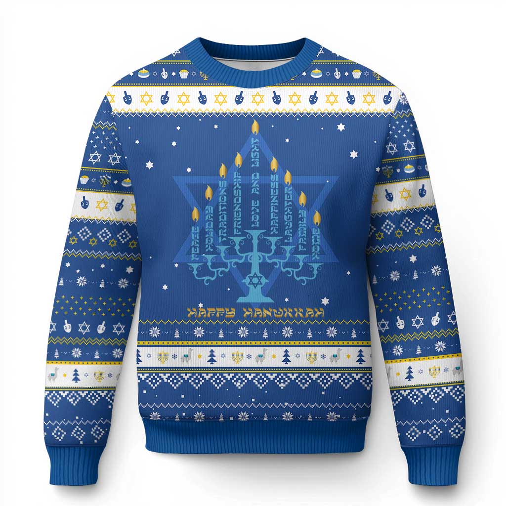 Menorah Chanukah Jewish Holiday Happy Hanukkah Ugly Sweater - Wonder Print Shop