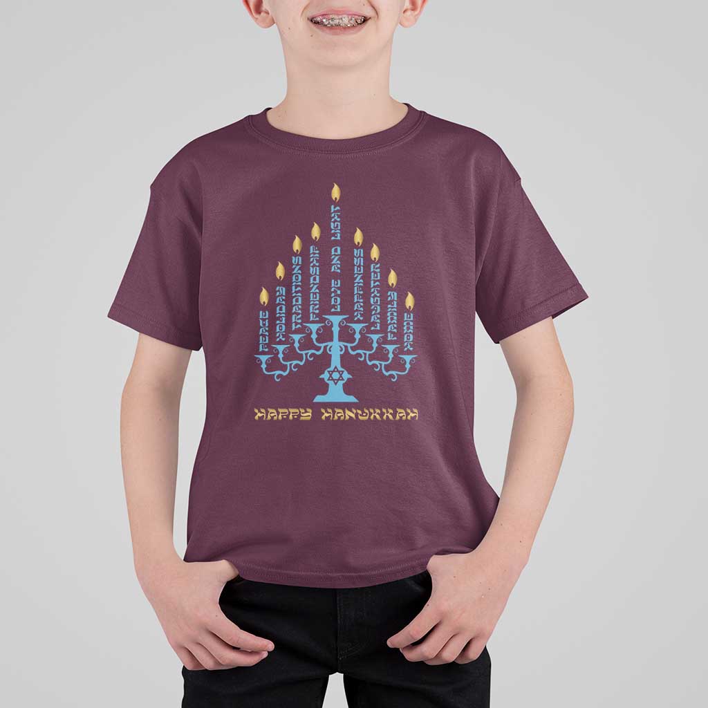 Happy Hanukkah Menorah Chanukah Jewish Holiday T Shirt For Kid - Wonder Print Shop