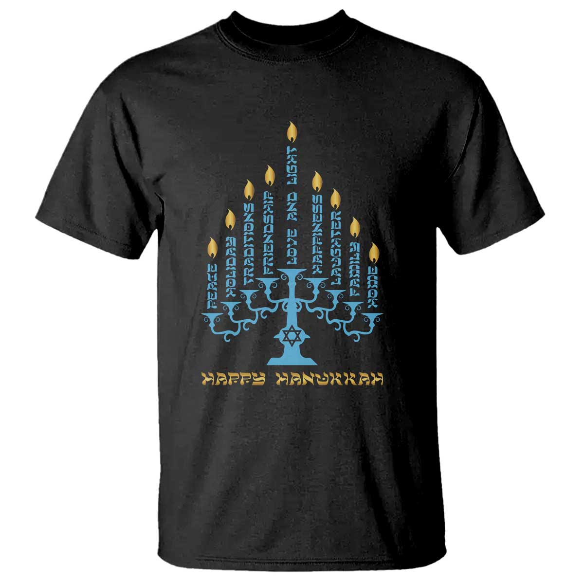 Happy Hanukkah Menorah Chanukah Jewish Holiday T Shirt - Wonder Print Shop