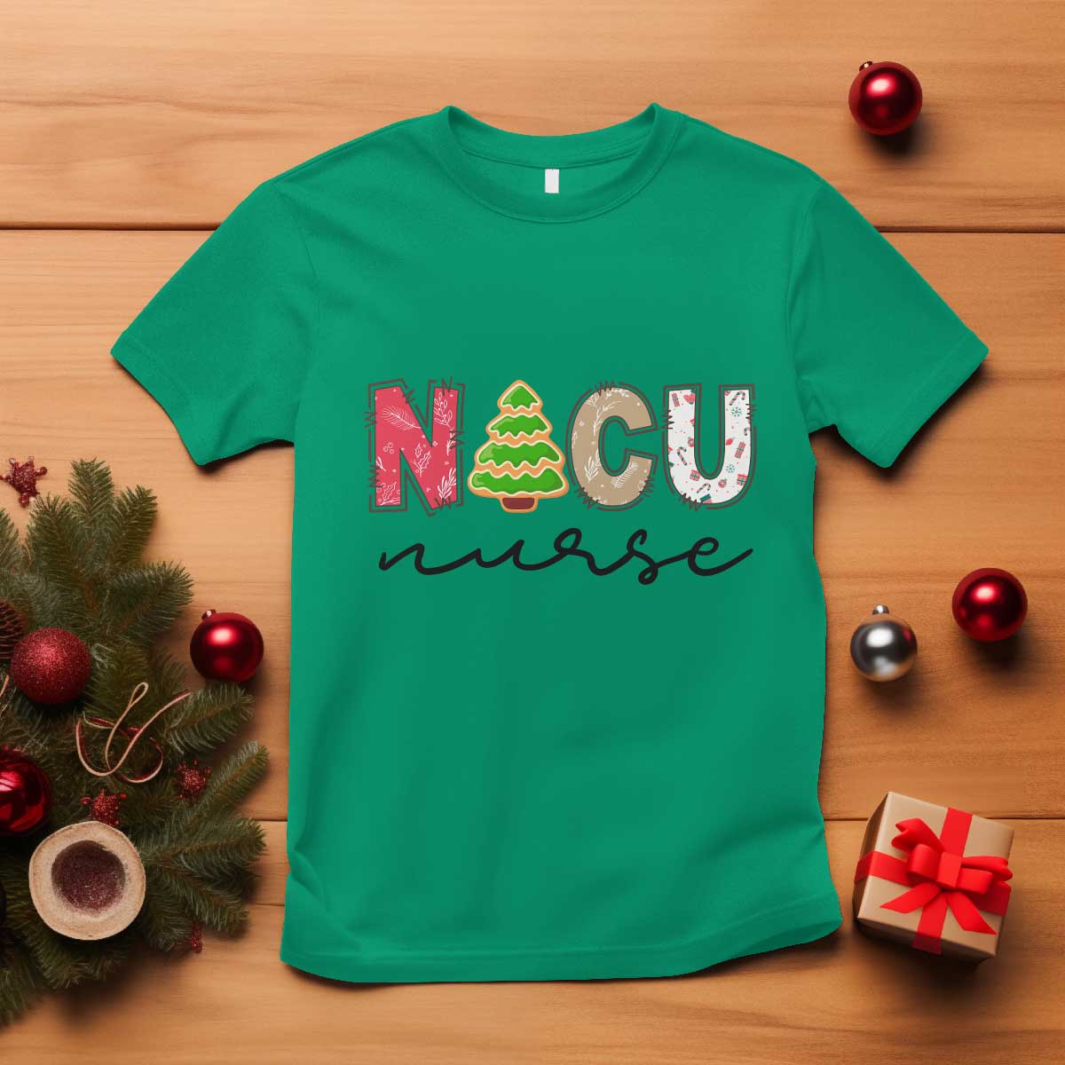 Funny NICU Labor Delivery Nurse Christmas Christmas Tree T Shirt - Wonder Print Shop