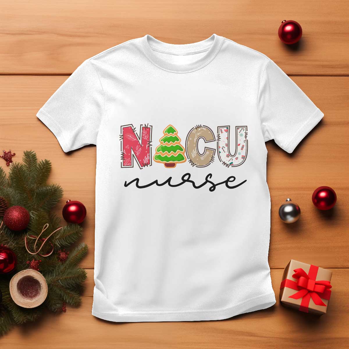 Funny NICU Labor Delivery Nurse Christmas Christmas Tree T Shirt - Wonder Print Shop