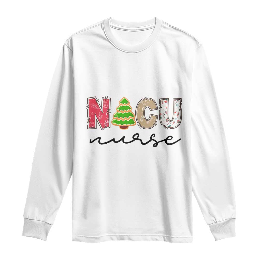 Funny NICU Labor Delivery Nurse Christmas Christmas Tree Long Sleeve Shirt