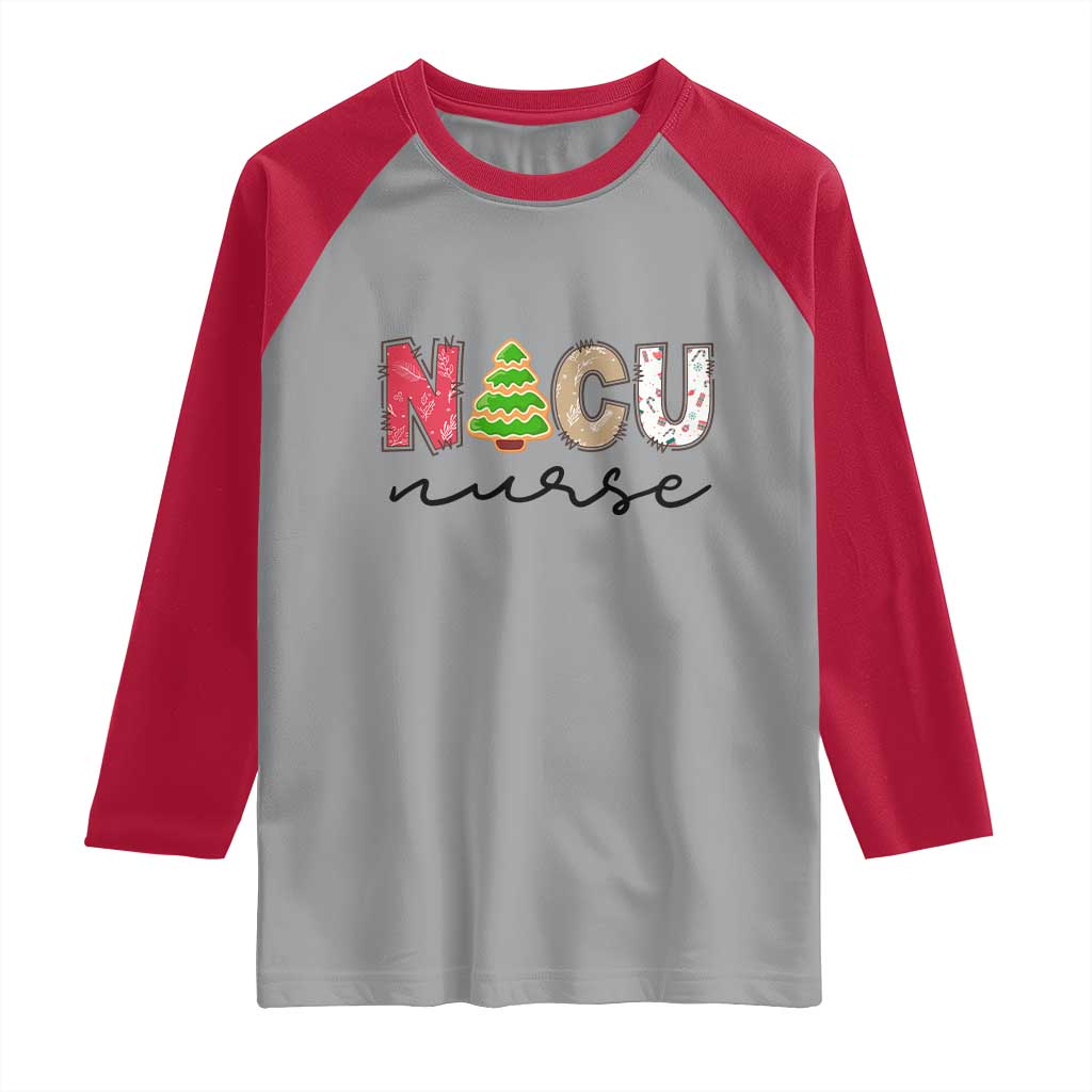Funny NICU Labor Delivery Nurse Christmas Christmas Tree Raglan Shirt - Wonder Print Shop