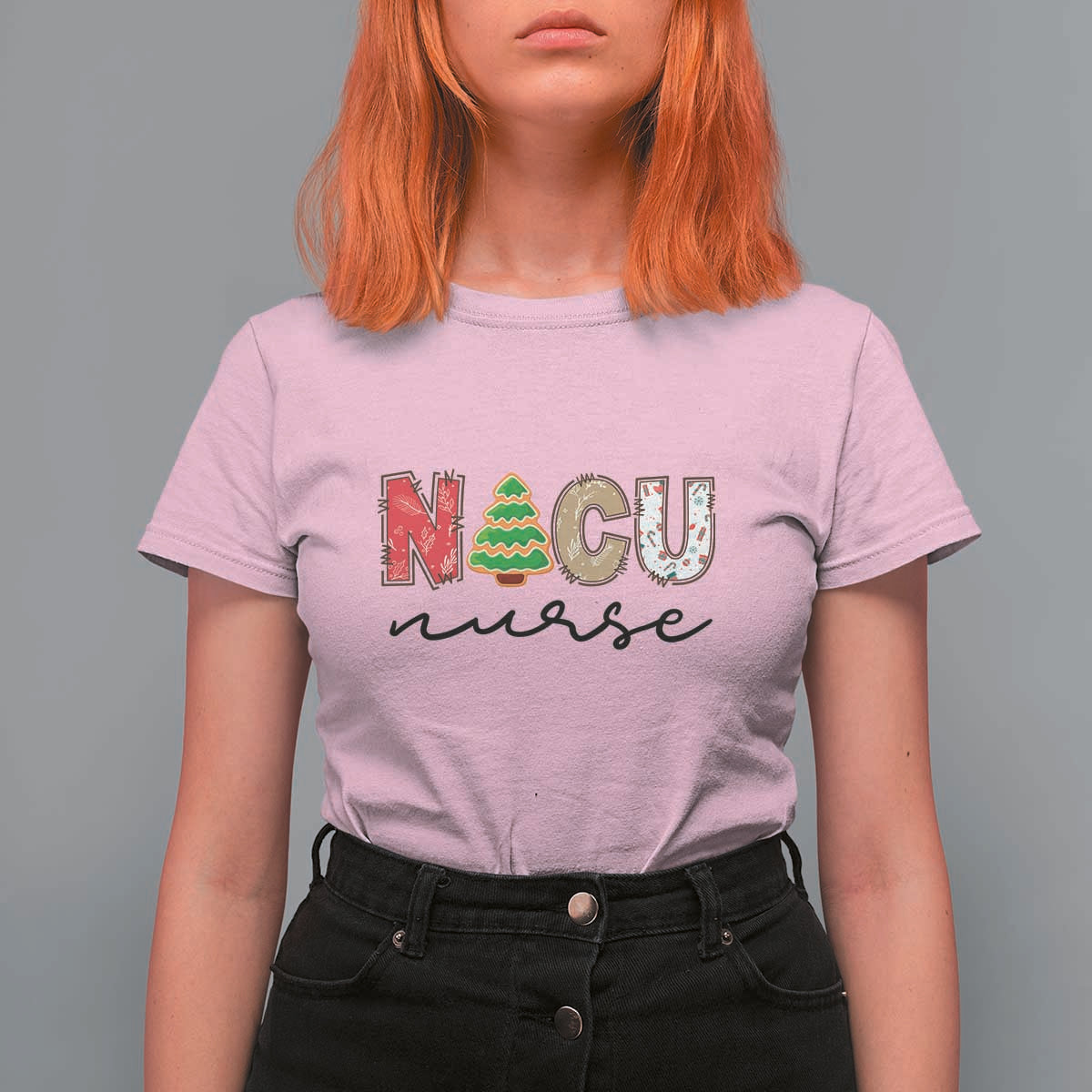 Funny NICU Labor Delivery Nurse Christmas Christmas Tree T Shirt For Women - Wonder Print Shop
