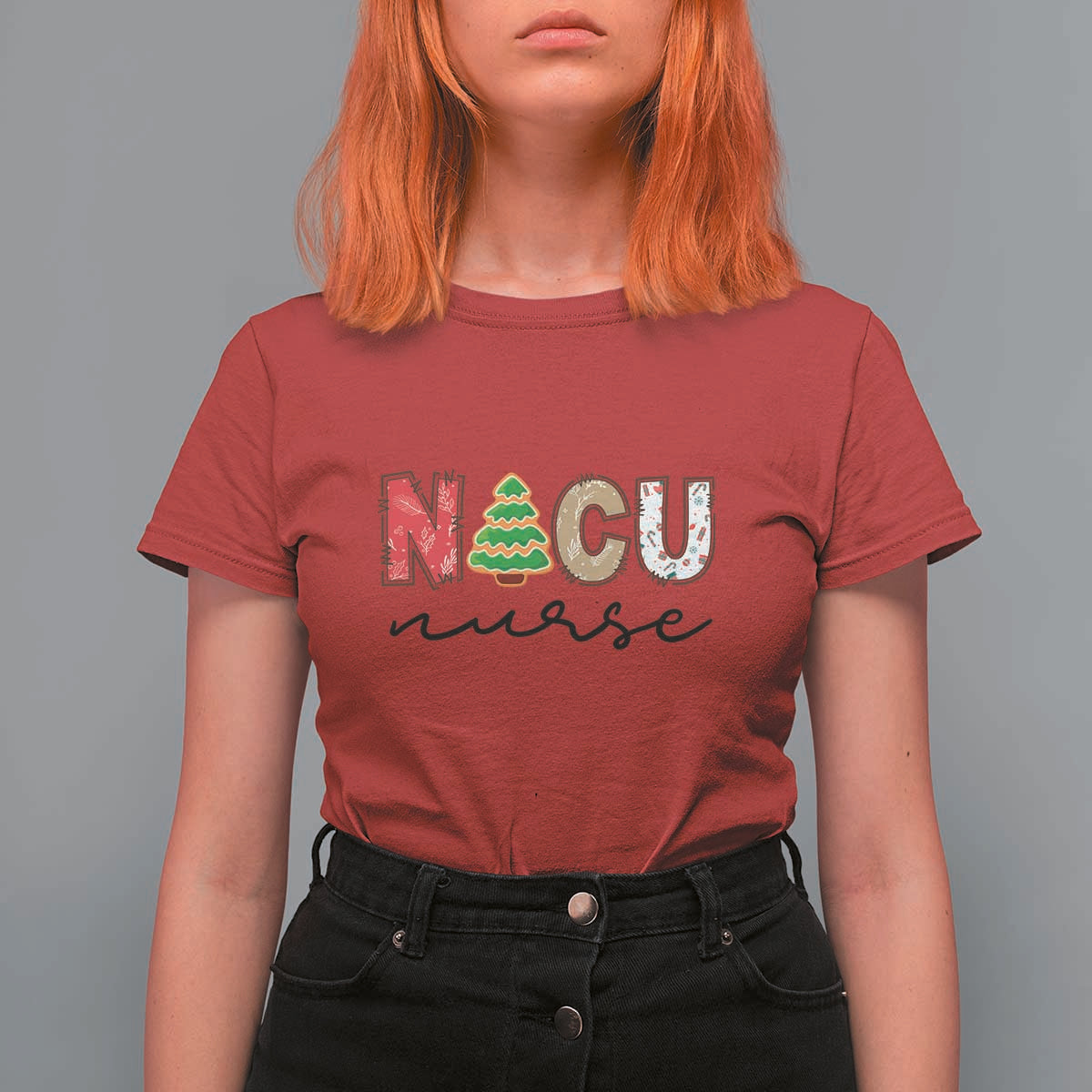 Funny NICU Labor Delivery Nurse Christmas Christmas Tree T Shirt For Women - Wonder Print Shop