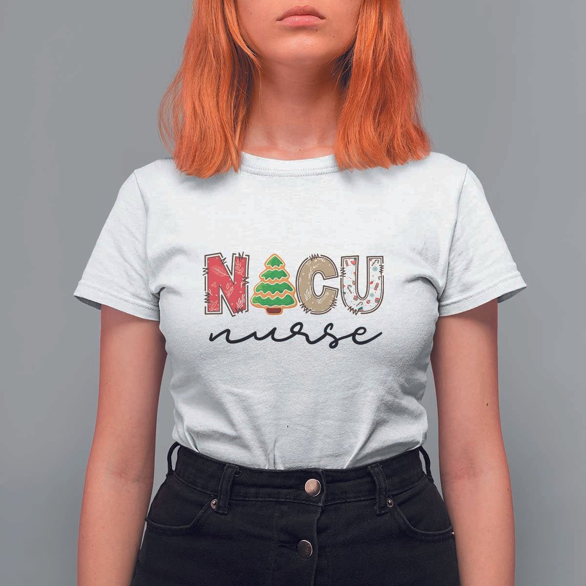 Funny NICU Labor Delivery Nurse Christmas Christmas Tree T Shirt For Women - Wonder Print Shop