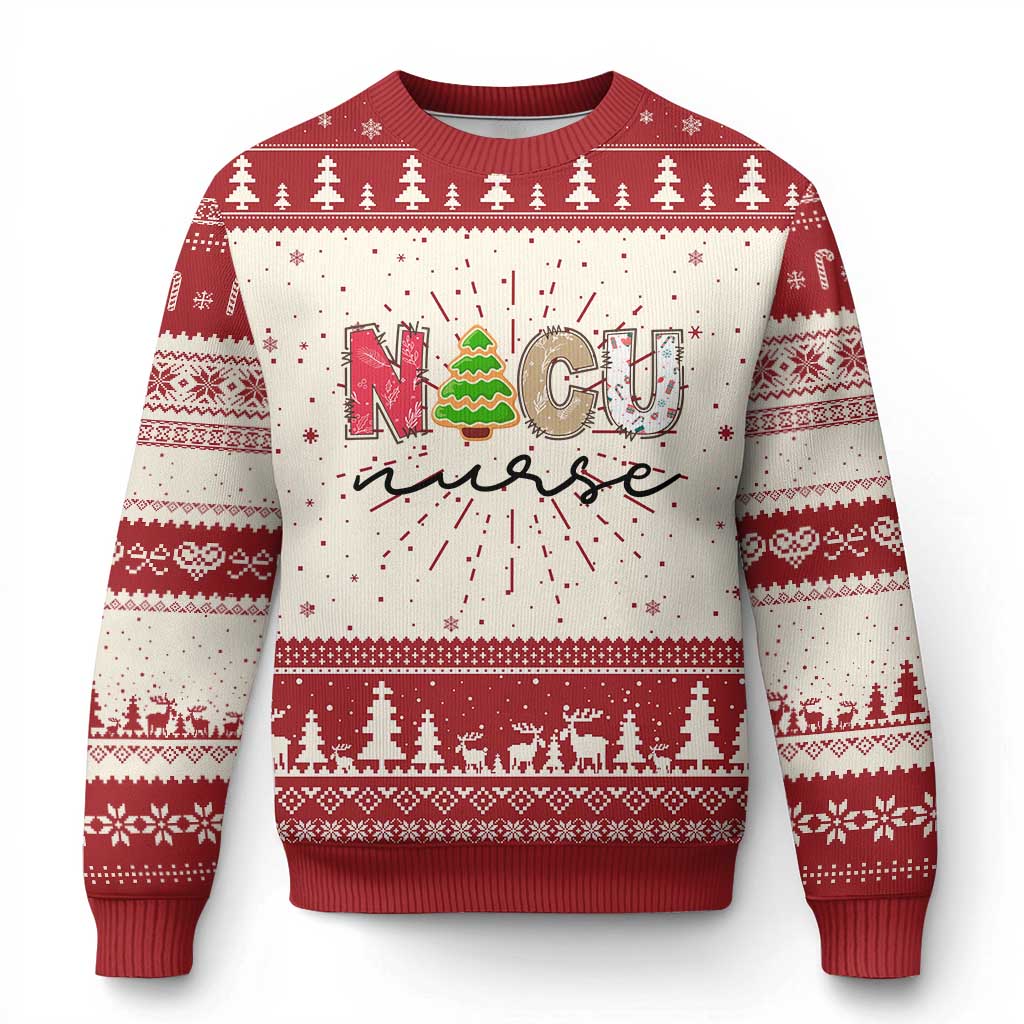 Funny NICU Labor Delivery Nurse Xmas Tree Ugly Christmas Sweater - Wonder Print Shop