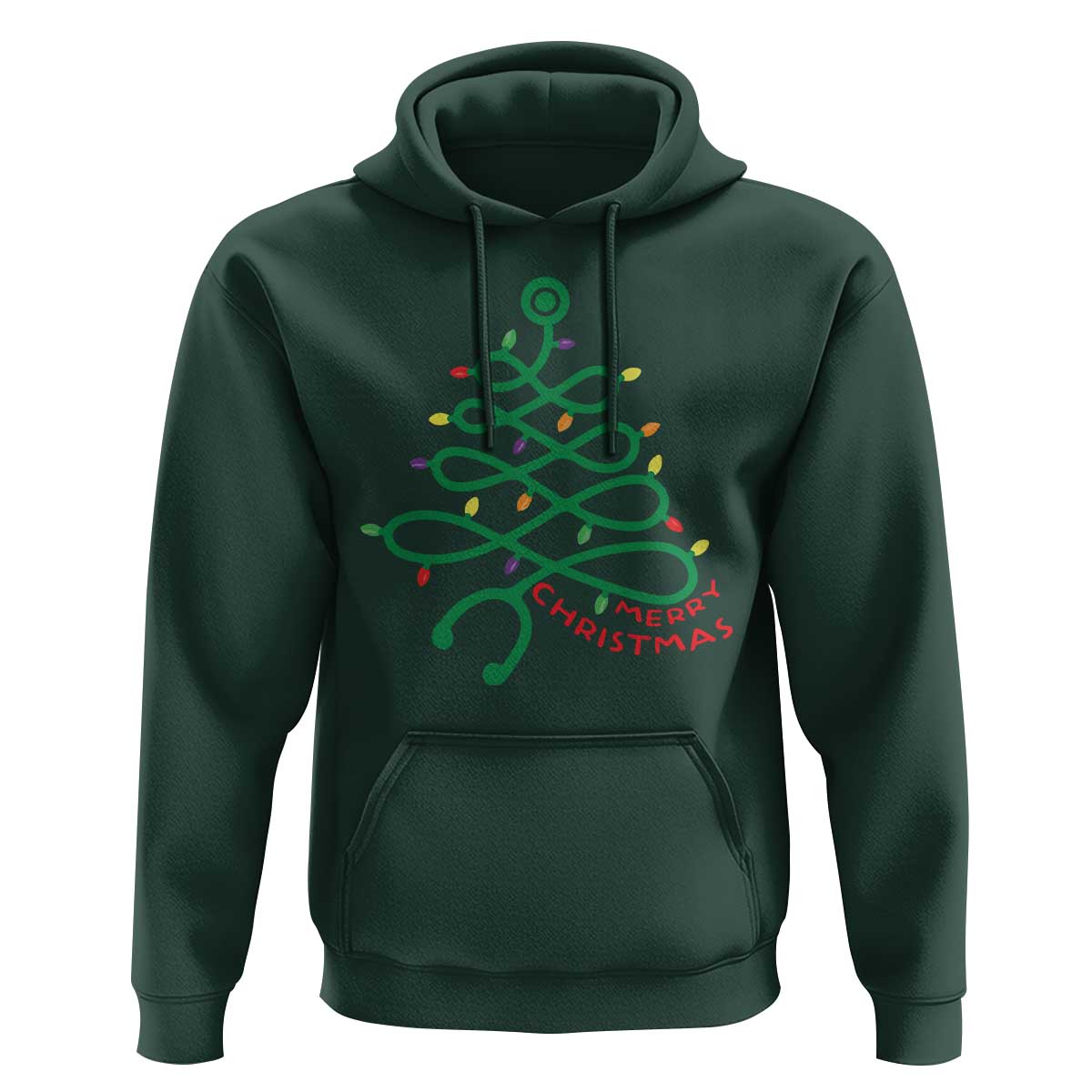 Funny Merry Christmas Nurse Hoodie Stethoscope Xmas Tree