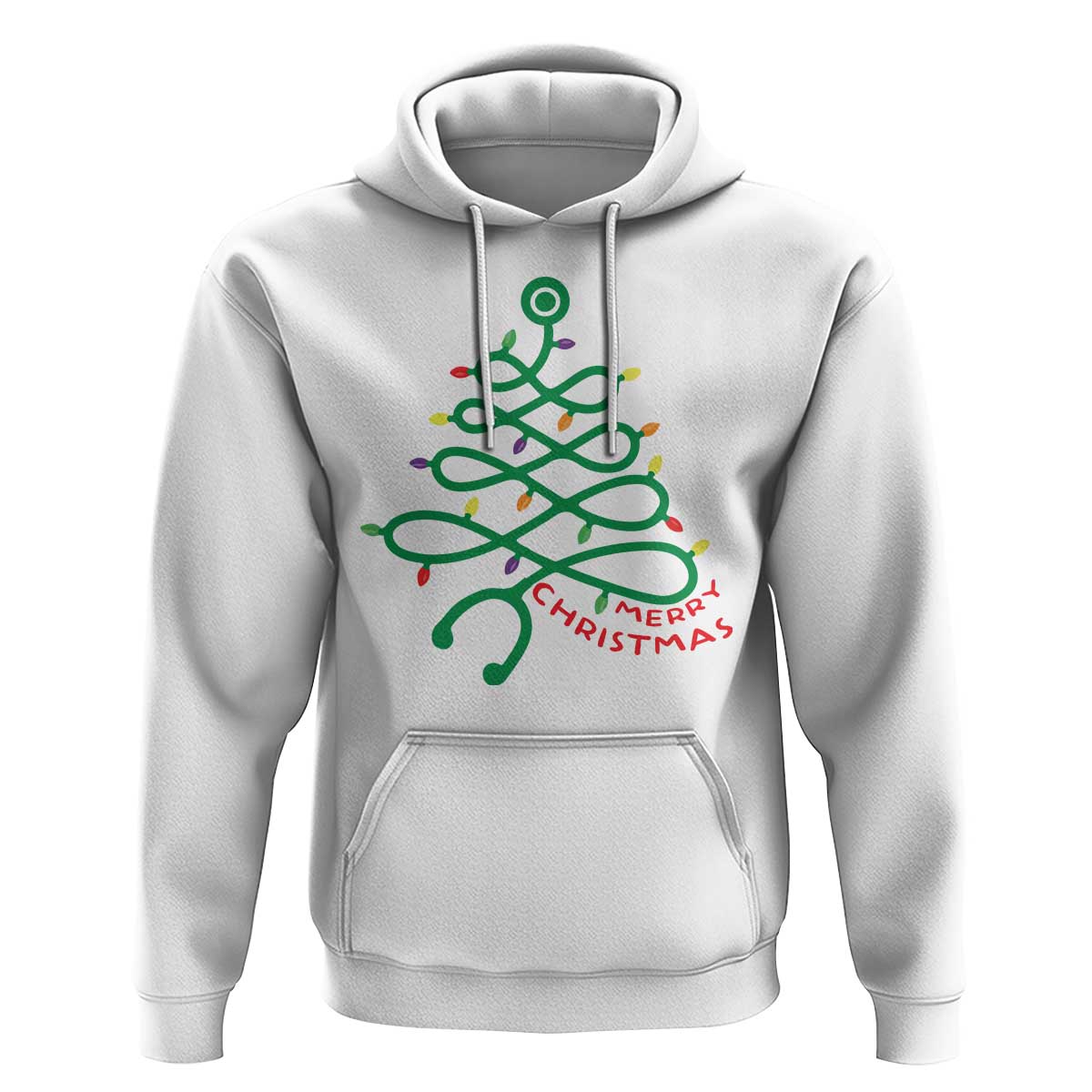 Funny Merry Christmas Nurse Hoodie Stethoscope Xmas Tree