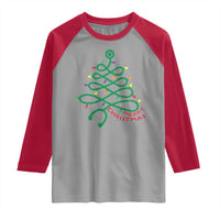 Funny Merry Christmas Nurse Raglan Shirt Stethoscope Xmas Tree - Wonder Print Shop
