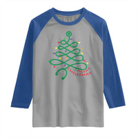 Funny Merry Christmas Nurse Raglan Shirt Stethoscope Xmas Tree - Wonder Print Shop