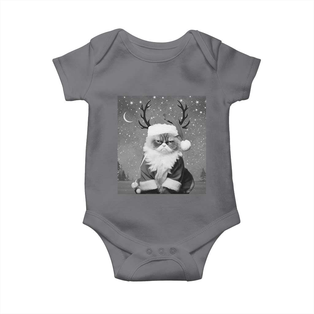 Funny Christmas Santa Grumpy Cat Baby Onesie