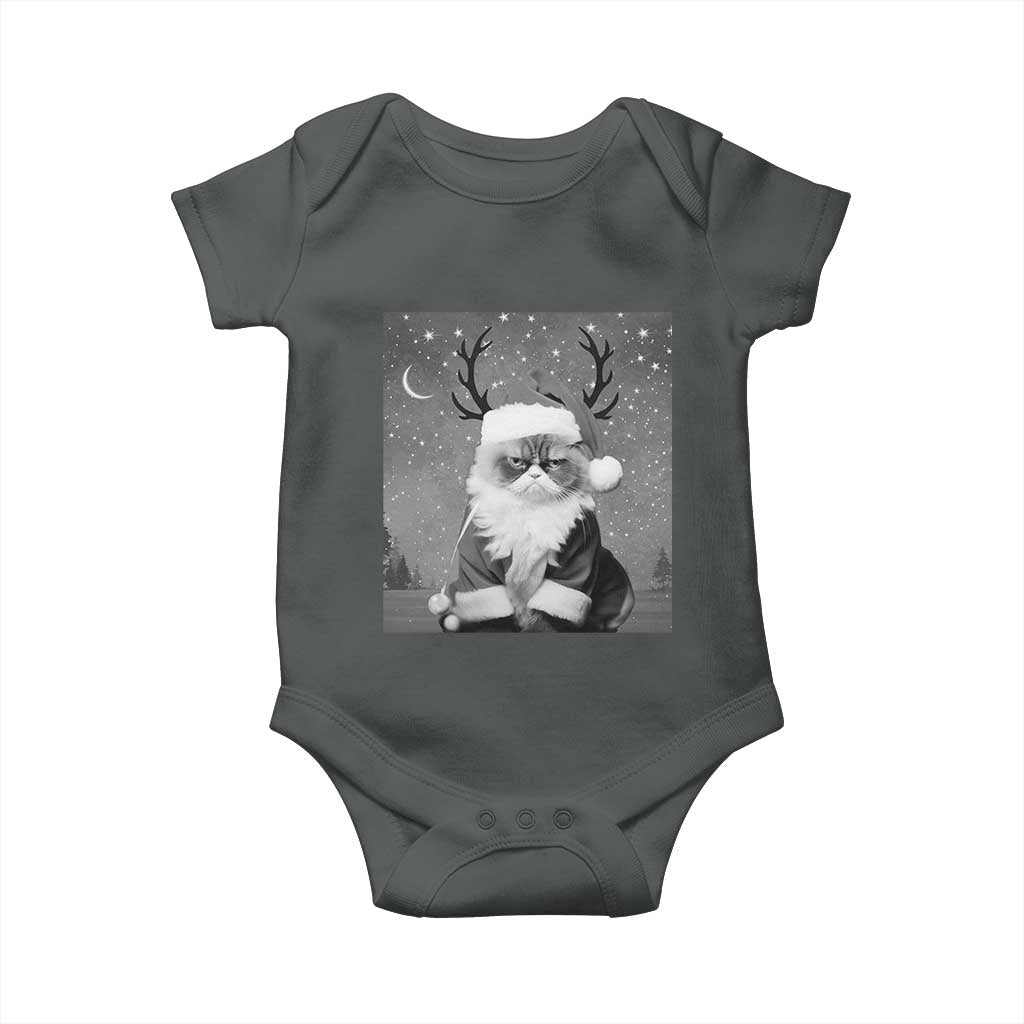 Funny Christmas Santa Grumpy Cat Baby Onesie