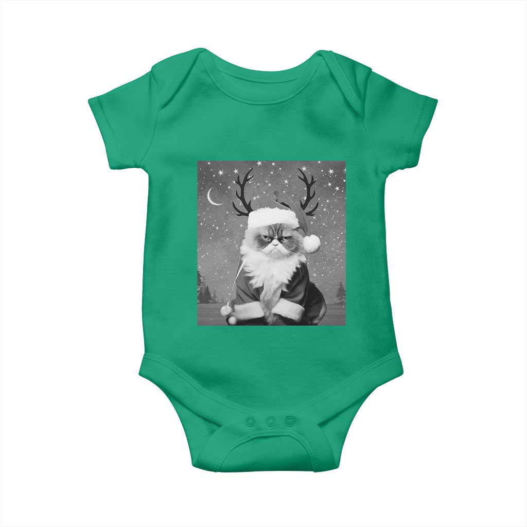 Funny Christmas Santa Grumpy Cat Baby Onesie